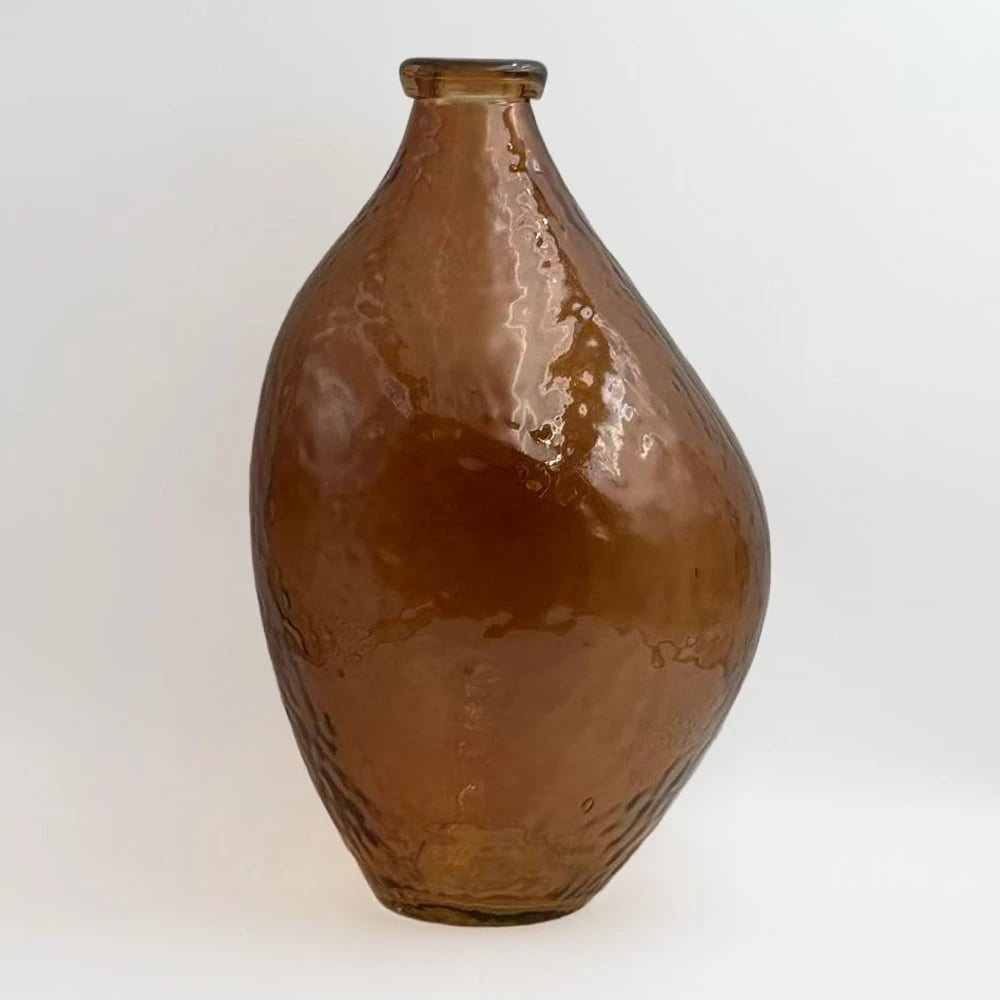 Vazë qelqi, ngjyrë karamel, 22x22x35.5cm