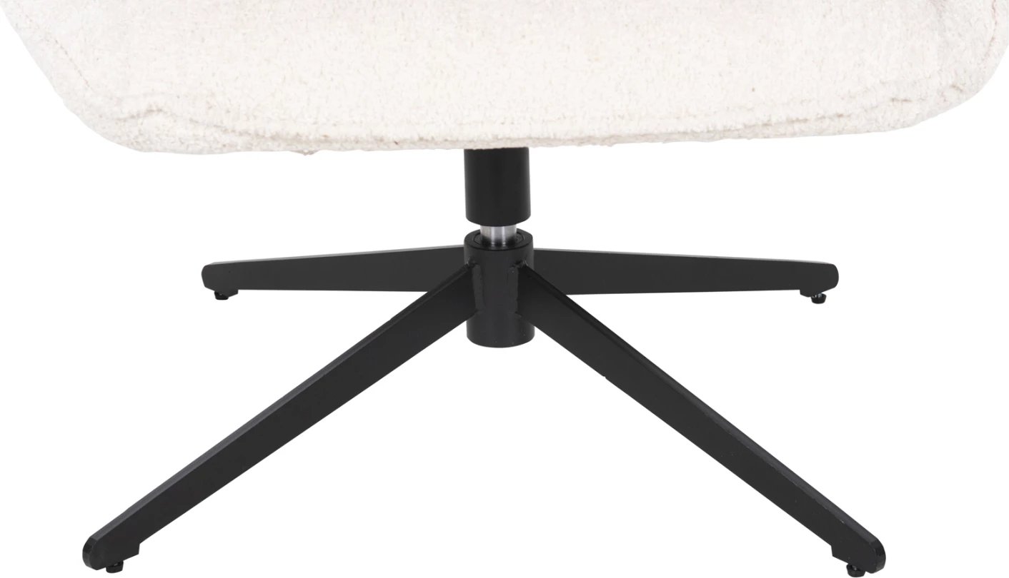 Karrige rrotulluese BRYLL FH9597.06, ngjyrë ecru boucle, bazë metalike e zezë, 86x90x97H cm