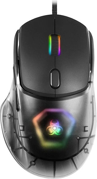 Maus Tracer Gamezone Neon RGB 12400 DPI, 7 butona, USB, i djathtë, kabllo 1.8 m, i zi, me 3 kapakë S/M/L