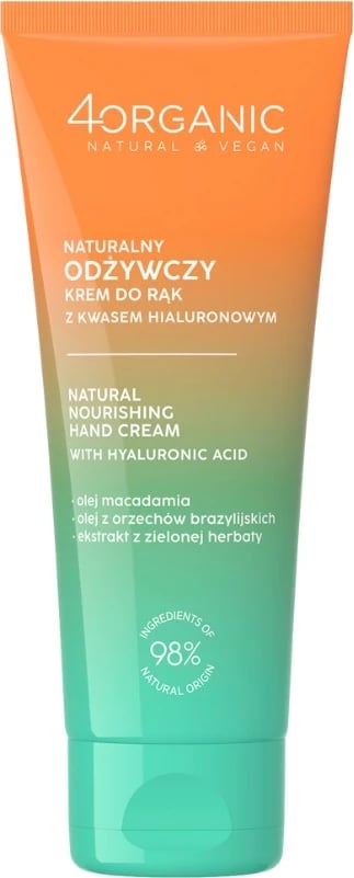 Krem për duar 4organic Natural Nourishing me acid hialuronik 75ml