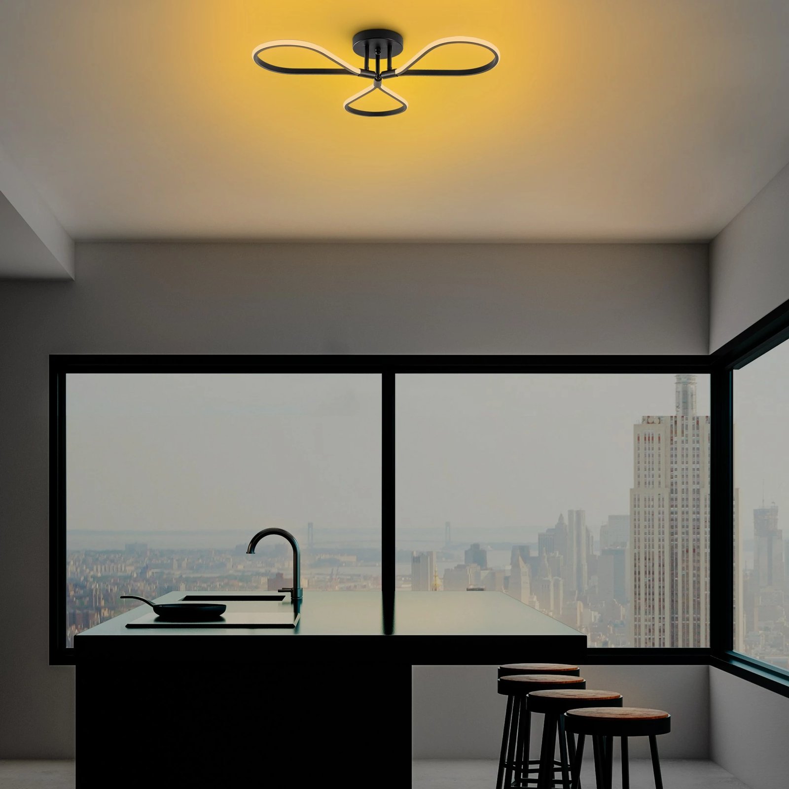 Llambë tavani Opviq Damla, e zezë, 68x14x68cm