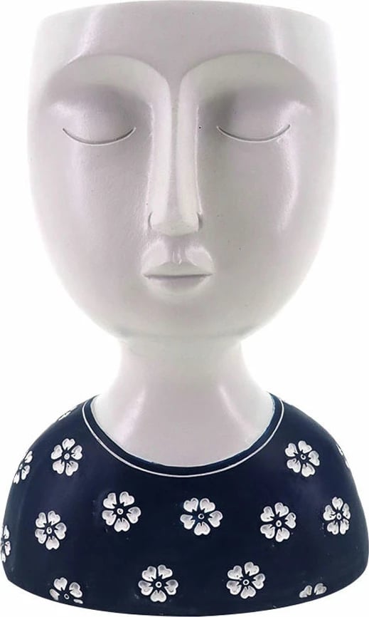 Vazo Ipamo blu e bardhë, polirezine, 15x10x19.4cm