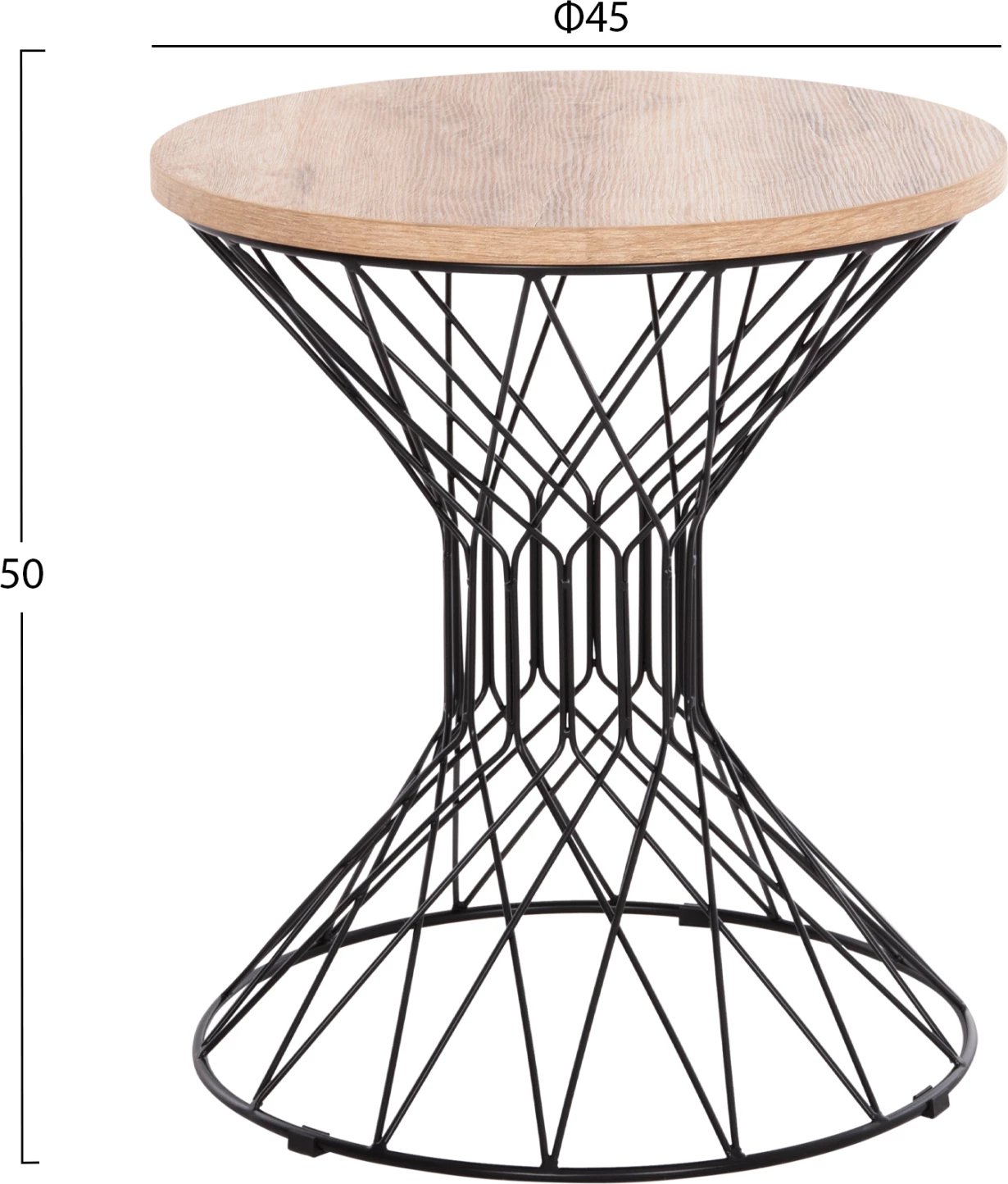 Tavolinë anësore KEON FH18038.03, sipërfaqe MDF, ngjyrë sonama, bazë metalike, Φ45x50Hcm.