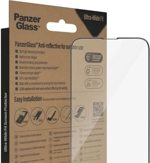 Xham mbrojtës PanzerGlass Ultra-Wide Fit me filtër kundër reflektimit dhe pozicionues për iPhone 14 Plus / 13 Pro Max