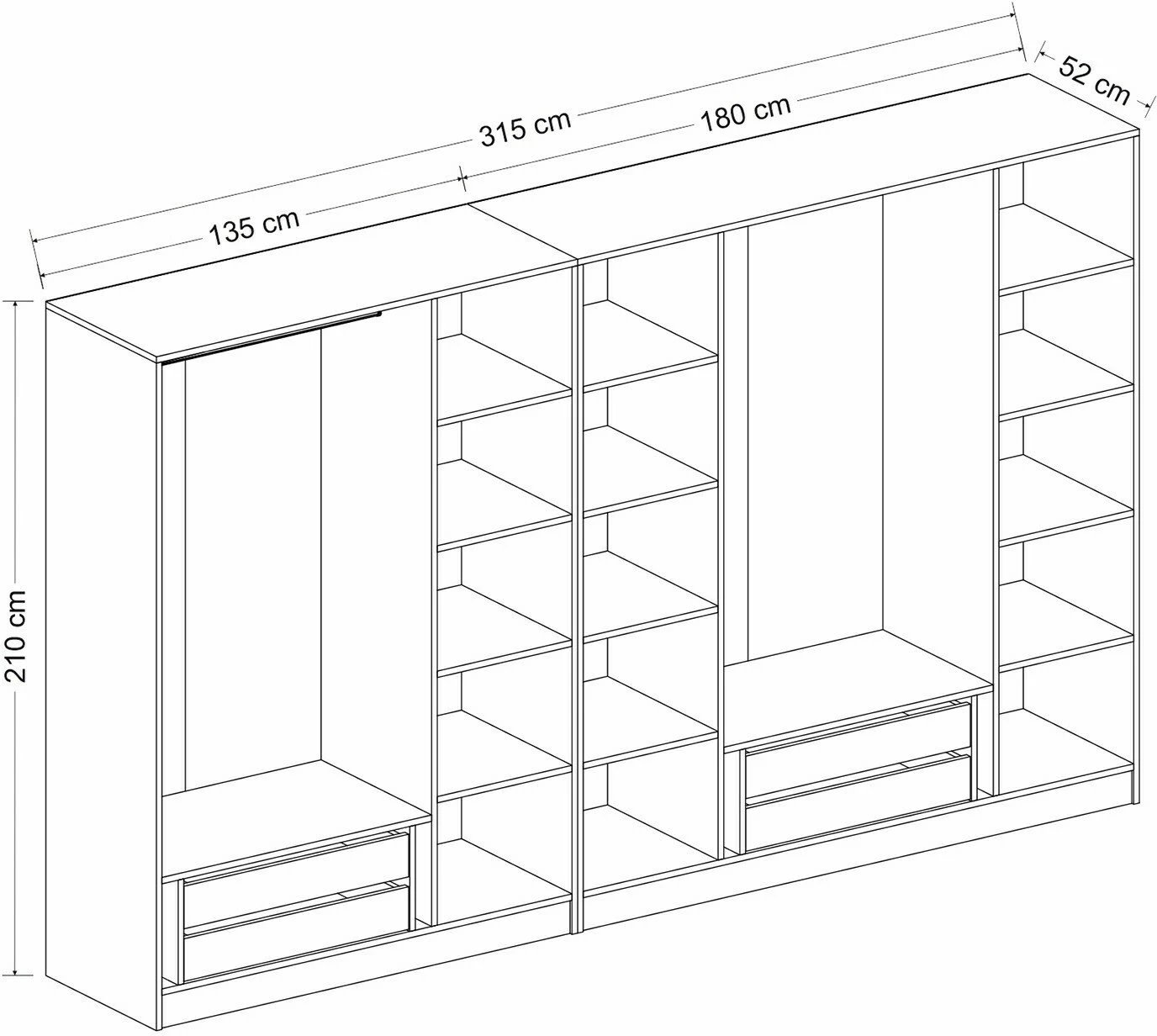 Dollap Skye Decor, Kale Plus, fume, 315x210x52cm