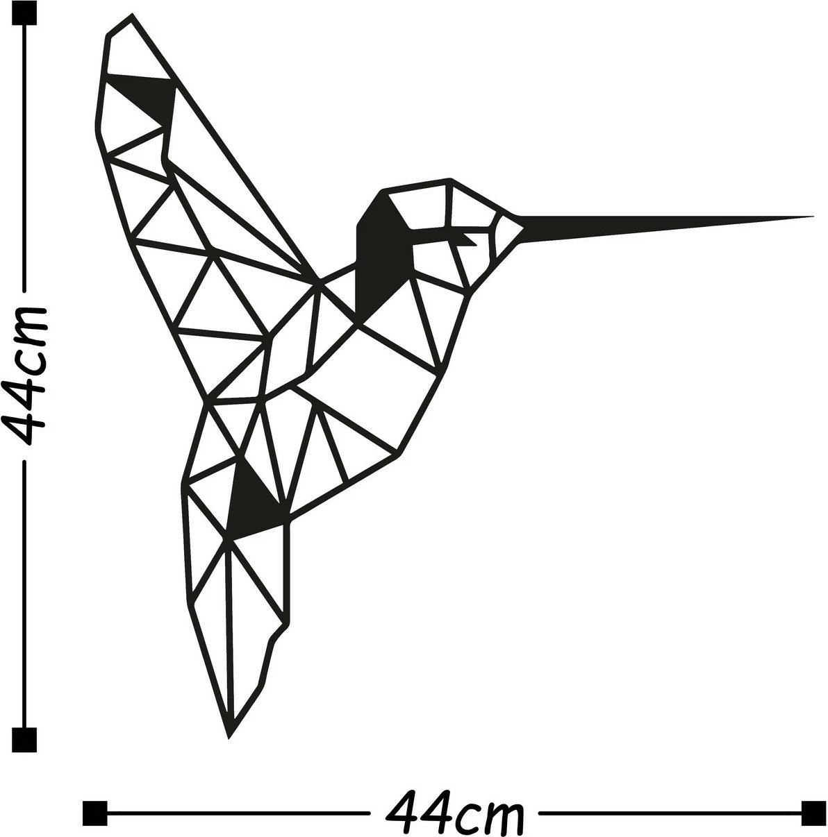 Aksesor muri dekorativ prej metali, zog, Wallity, ngjyrë e zezë, 44x44cm