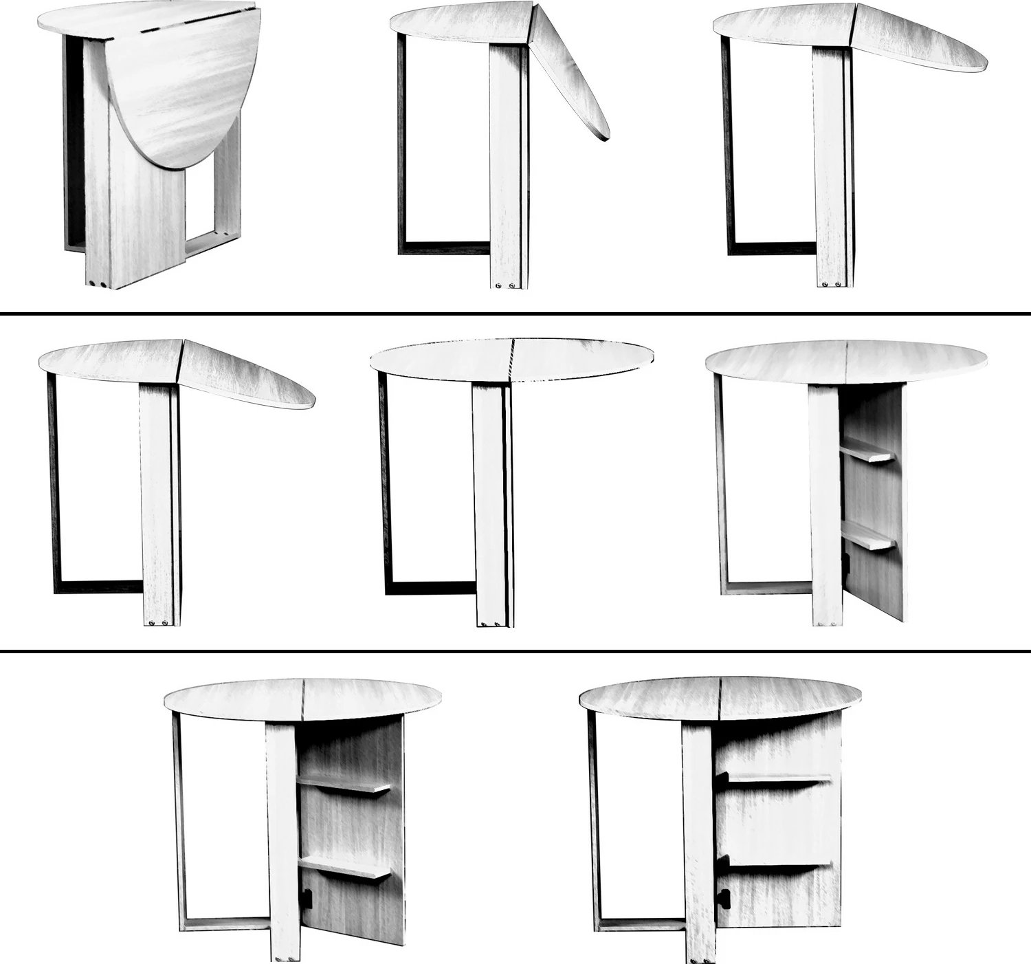 Tavolinë palosëse Hanah Home, ngjyrë lisi kaukazian, mesatare
