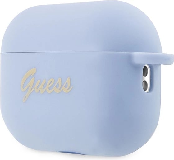 Mbështjellës Guess për AirPods Pro 2, Silicone Charm Heart, me karabinë, Blu