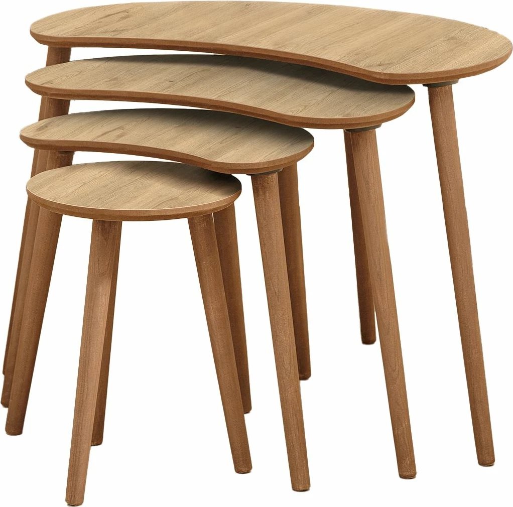 Tavolina ndihmëse të vendosshme (4 copë), ngjyrë lisi, Skye Decor, Moon