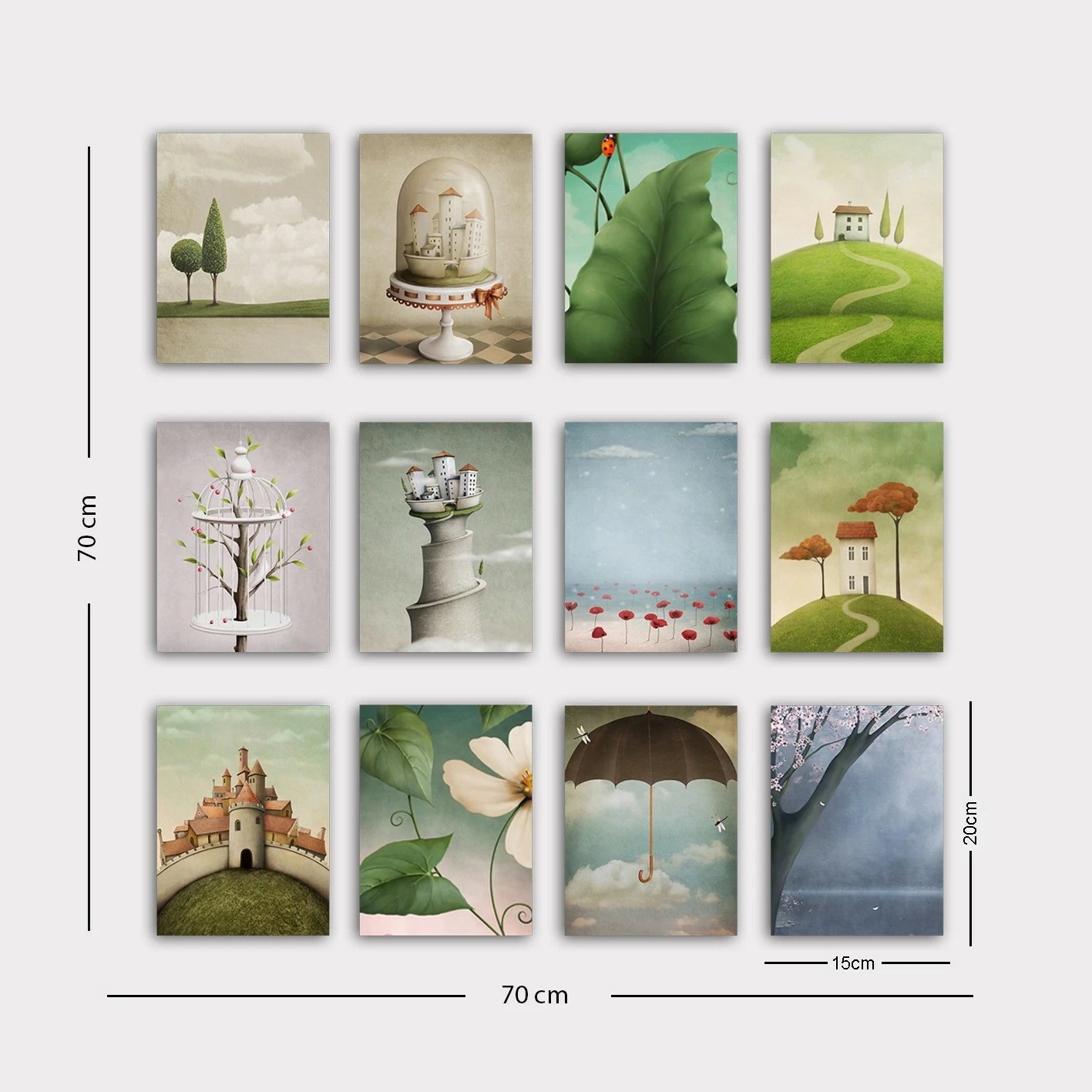 Piktura dekorative MDF (12 copë), Wallity, 12MDF29YS