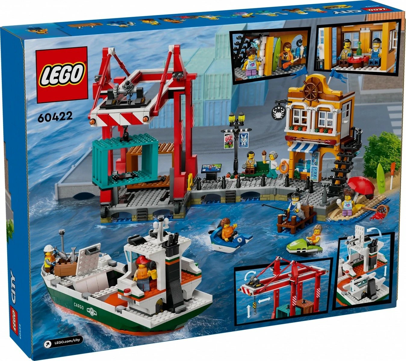 Set LEGO City Seaside Port me anije mallrash 60422, plastikë, 1226 pjesë, për fëmijë 8+