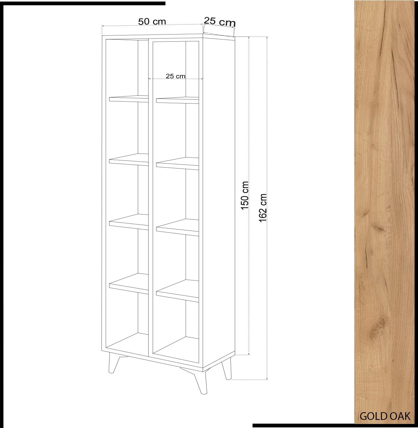 Raft librash Hanah Home, Enzamu, ngjyrë e bardhë, 50x162x25cm
