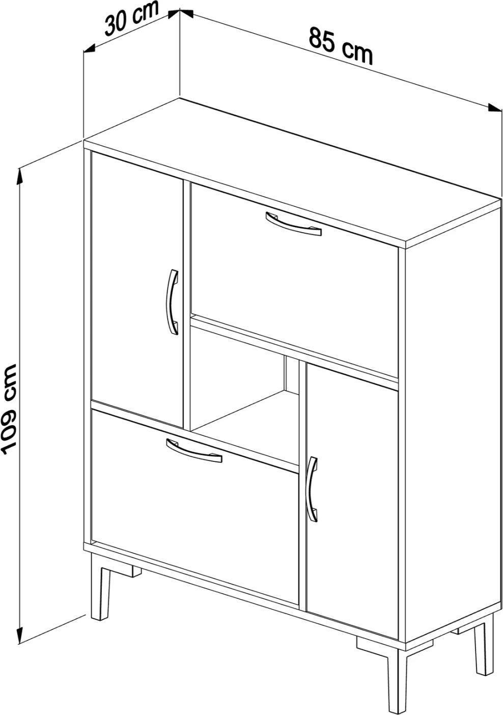 Dollap këpucësh MEDY FH18187.01 melaminë ngjyrë antracit & sonama-këmbë të zeza 86,5x30x109H cm