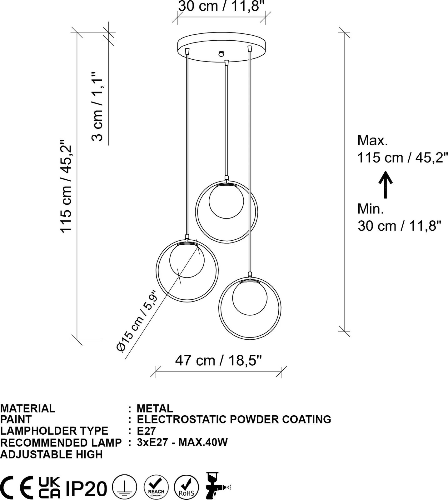 Llambë tavani Opviq Dolunay, ngjyrë ari, 47x47x115 cm
