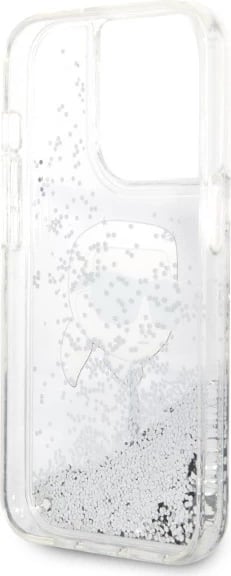 Mbështjellës Karl Lagerfeld Glitter Karl's Head për iPhone 14 Pro Max, argjendtë