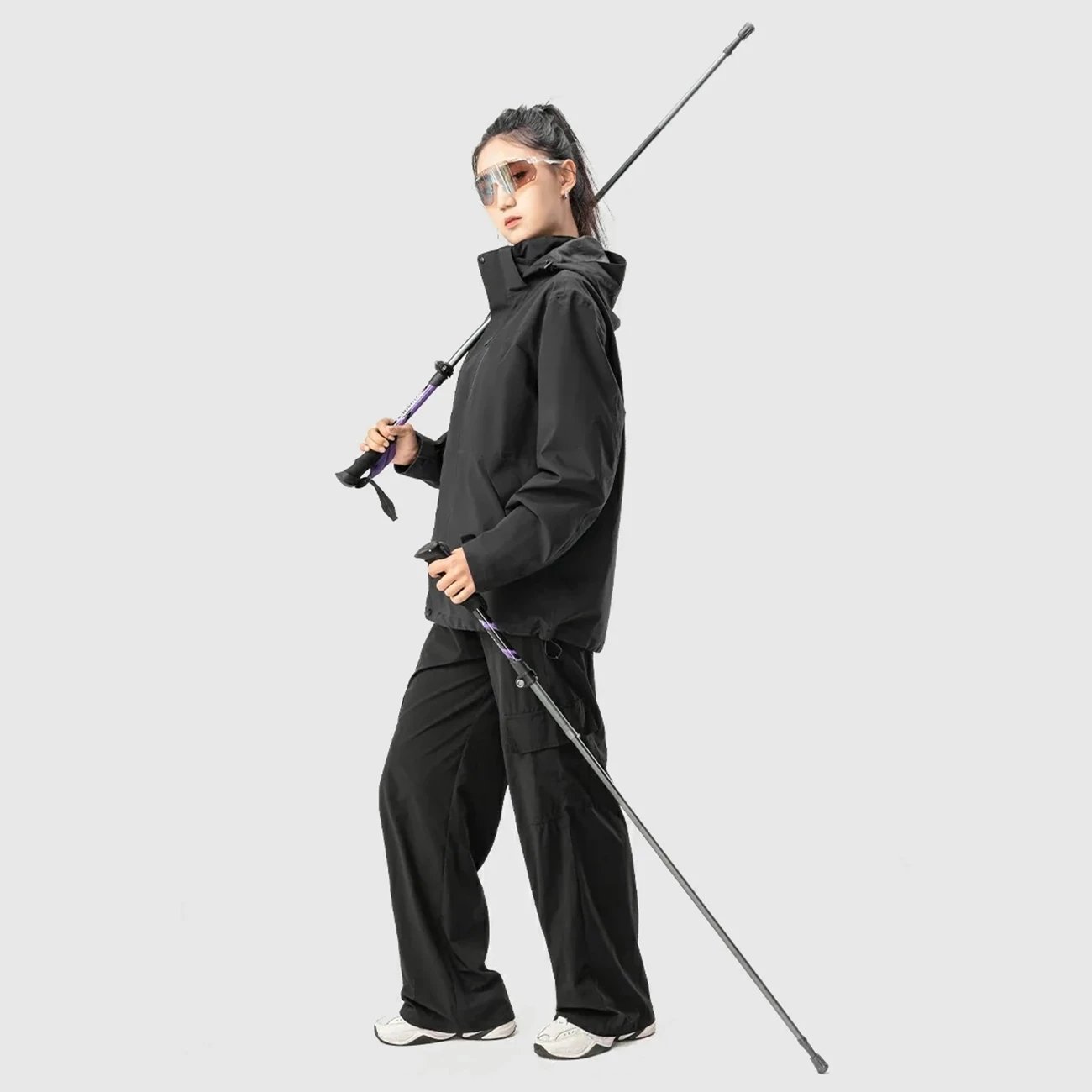 Shkopinj trekking Qunature 60000602, alumini 7075, 110-130 cm, vjollcë, set prej 2 copë