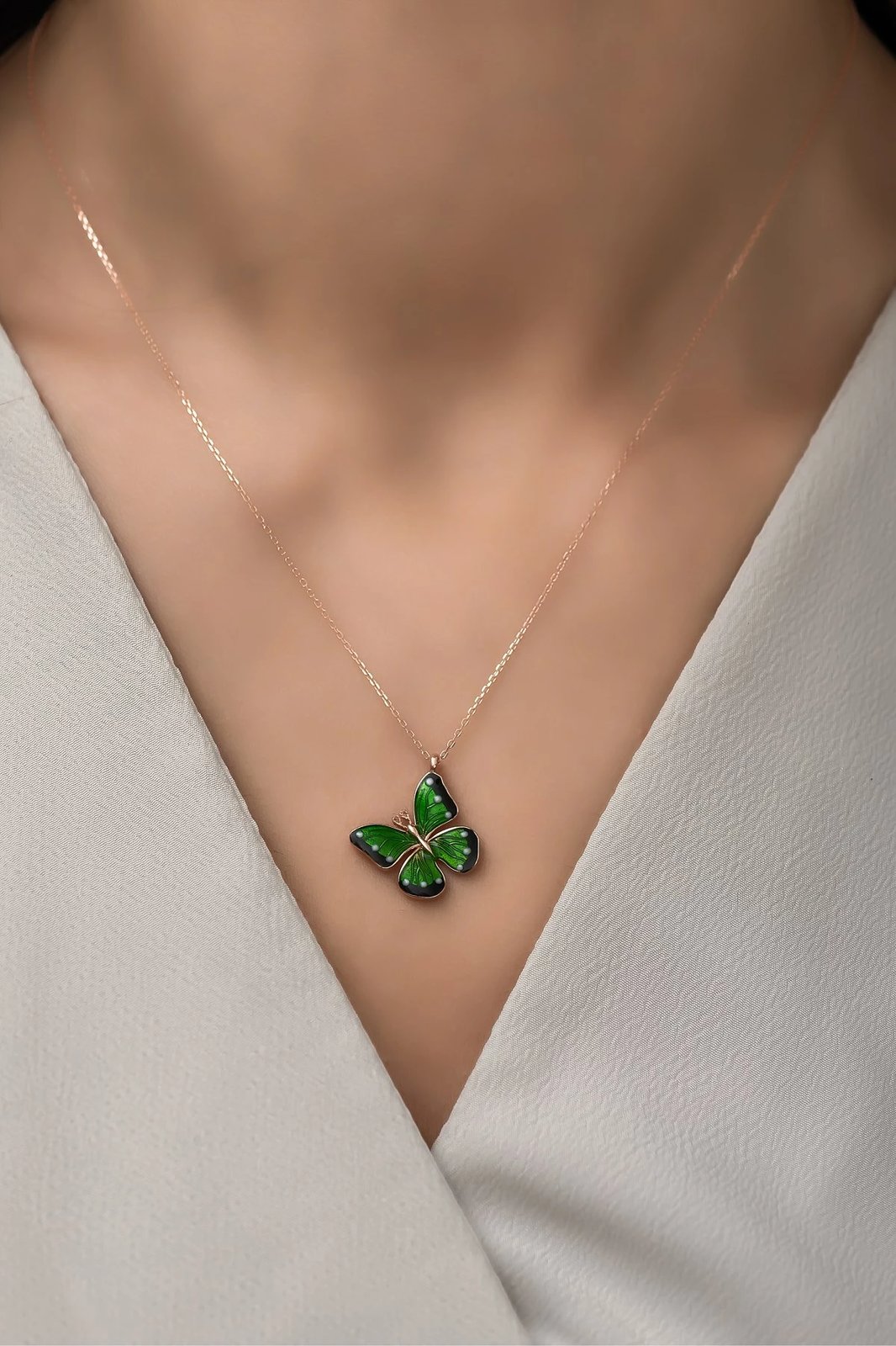 Varëse argjendi me flutur, ngjyrë ari rozë dhe e gjelbër, Jumeon, NRZ99251