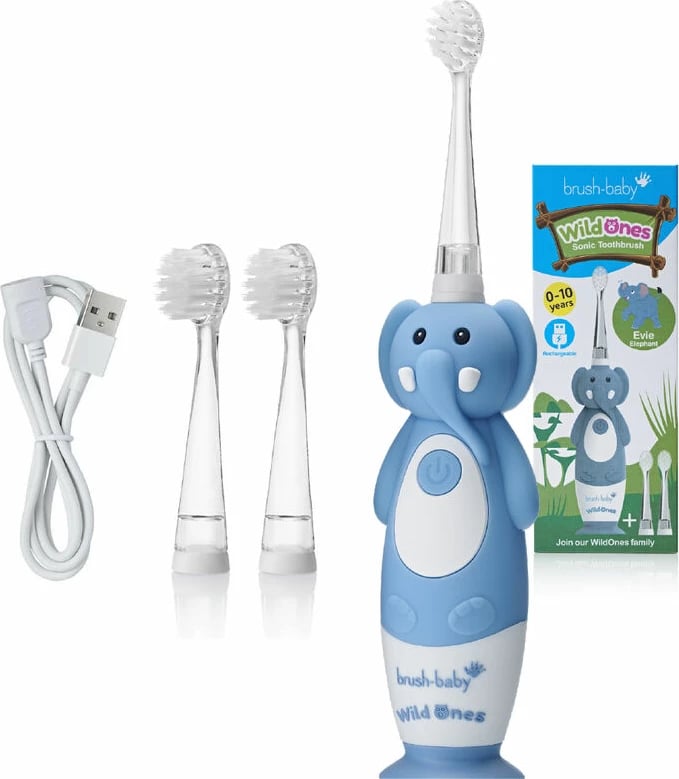 Furçë dhëmbësh elektrike për fëmijë Brush-Baby WildOnes Elephant, 1 copë