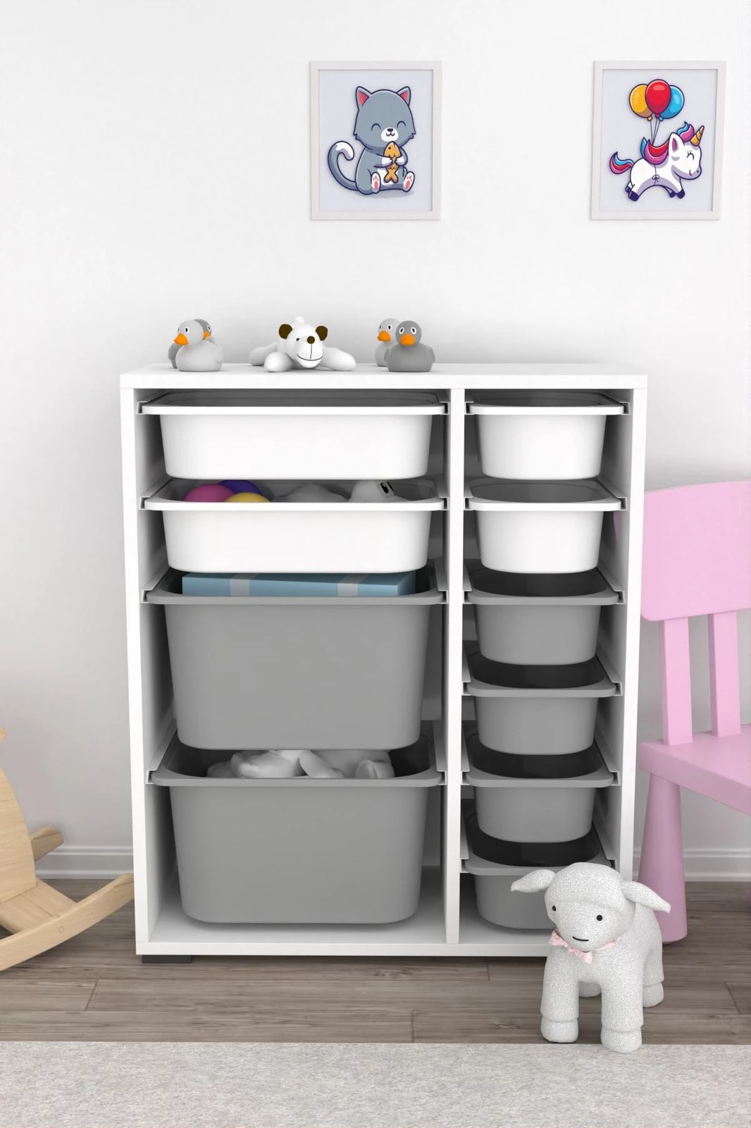 Dollap multifunksional Hanah Home, Zen 2D2K6U, i bardhë-gri