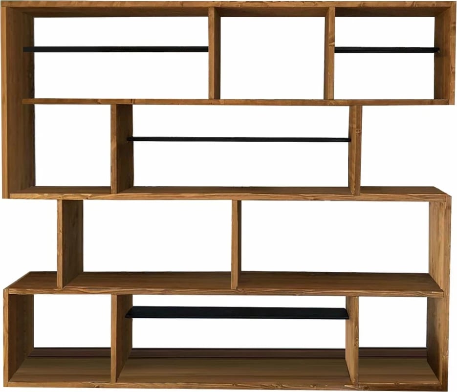 Raft librash Skye Decor, dru pishe, ngjyrë teak, CPT6004-200, 200x200x30cm