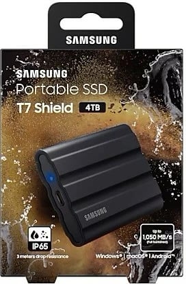 SSD i jashtëm Samsung Portable SSD T7 Shield 4TB, i zi