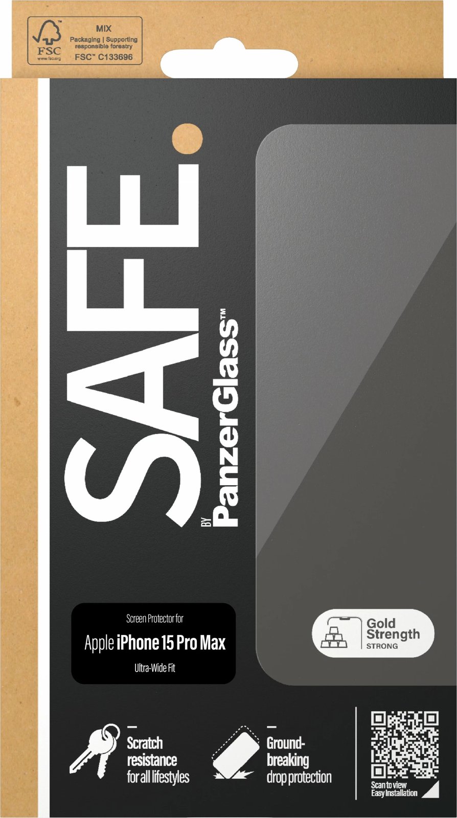 Mbrojtës ekrani PanzerGlass për iPhone 15 Pro Max Ultra-Wide Fit transparent