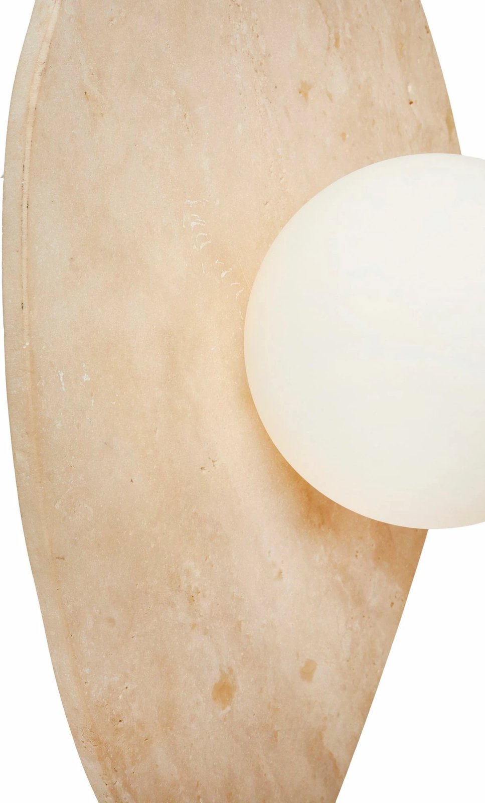 Llambë muri Opviq, trup travertini, kapak qelqi, bezhë/bardhë