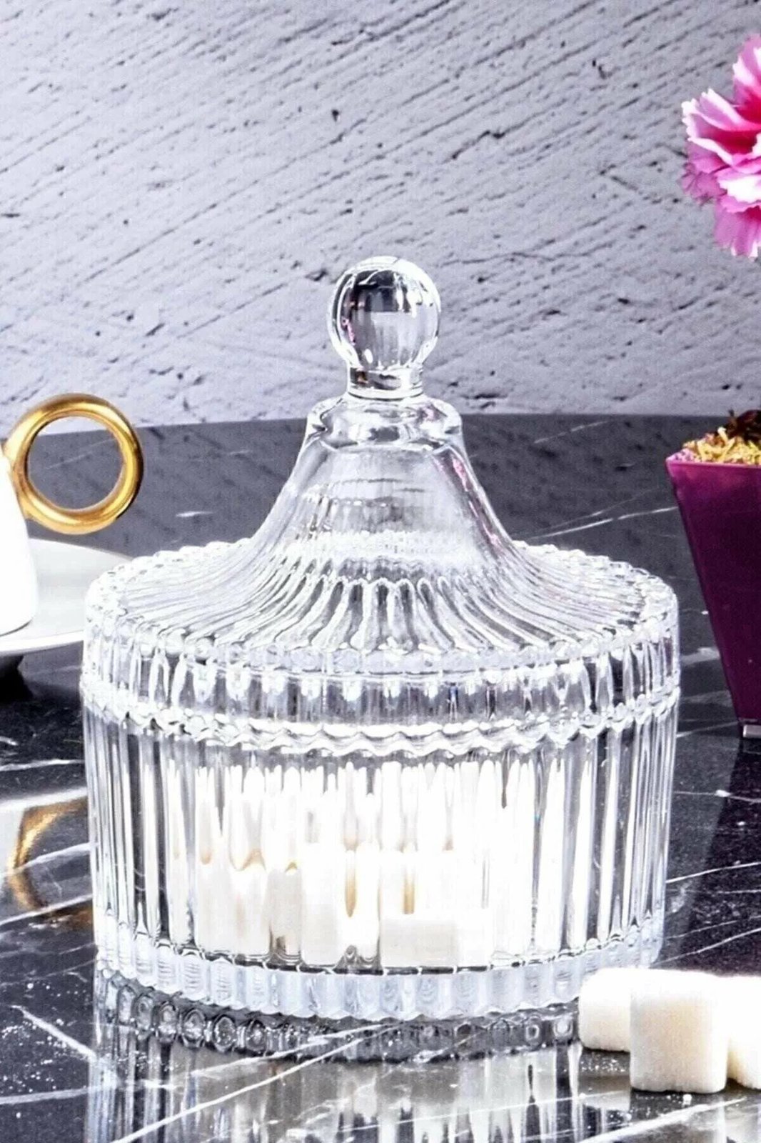 Enë sheqeri prej qelqi, transparente, Hermia, PD2266