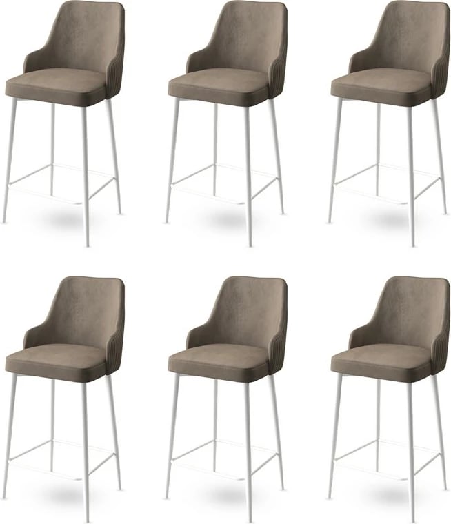 Set karrigesh për bar (6 copë), Hanah Home, Enox - kapuçino, e bardhë