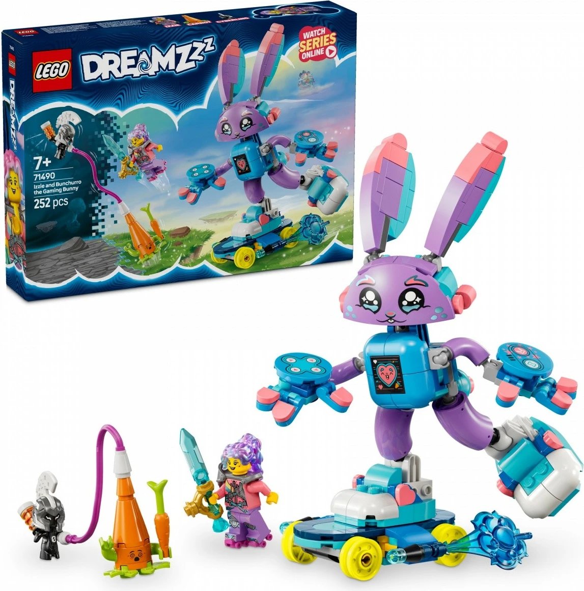 Set ndërtimi LEGO DREAMZzz 71490 Izzie and Gaming Bunchu, 252 pjesë