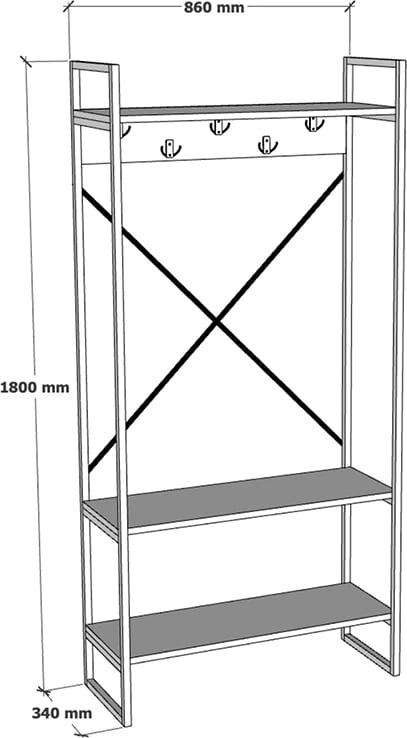 Mobilje hyrëse Levento, anthracite, kornizë metalike e zezë, 88x34x180cm