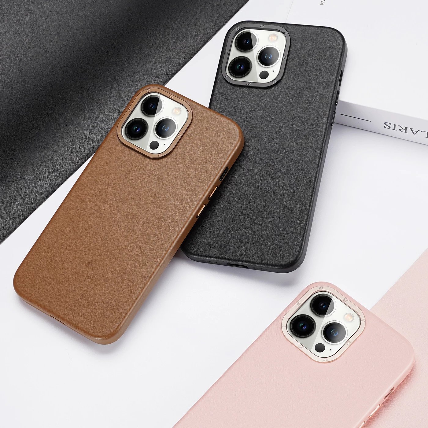 Mbështjellës Dux Ducis Grit për iPhone 14 Pro Max, eco leather, MagSafe, Kafe