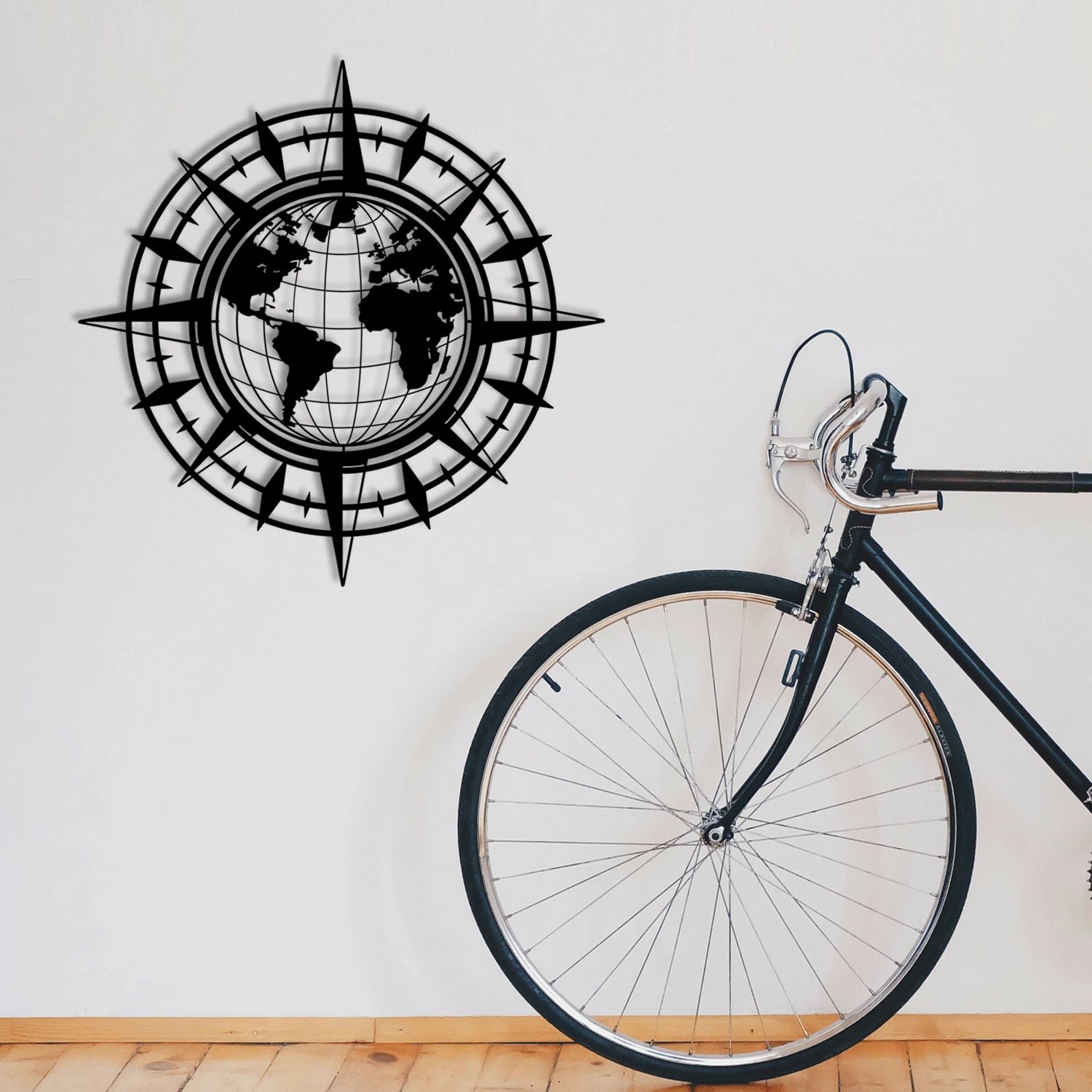 Aksesor dekorativ metalik për mur Wallity, Gercek Dunya, ngjyrë e zezë, 49x49cm