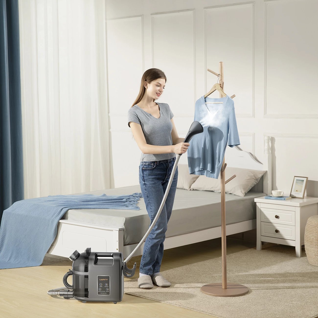 Fshesë me avull dhe korrent UWANT B200, 1900W, 12000Pa, me funksion pastrimi të thellë me avull, e bardhë, set aksesorësh Fshesë me avull dhe korrent UWANT B200, 1900W, 12000Pa, me funksion pastrimi të thellë me avull, e bardhë, set aksesorësh