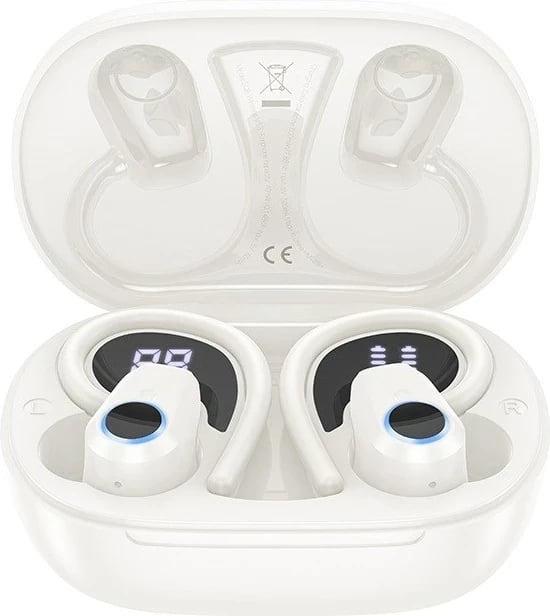 Kufje wireless HOCO EQ8 Pure Joy, in-ear, Bluetooth 5.3, me kuti karikimi, e bardhë