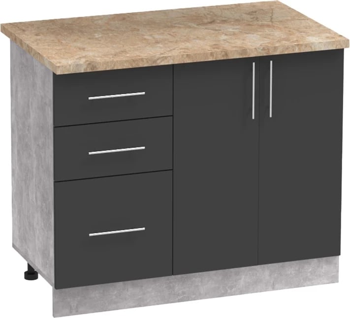 Njësi kuzhine Festa I melamine, ngjyrë gri e errët dhe sonoma, sipërfaqe pune 100x60x85cm