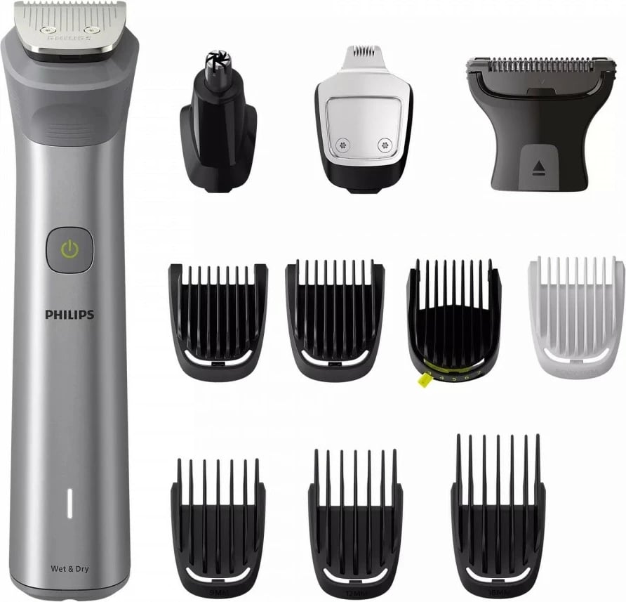 Trymer Philips MG5940/15 All-in-one Series 5000, për trup dhe fytyrë, Gri