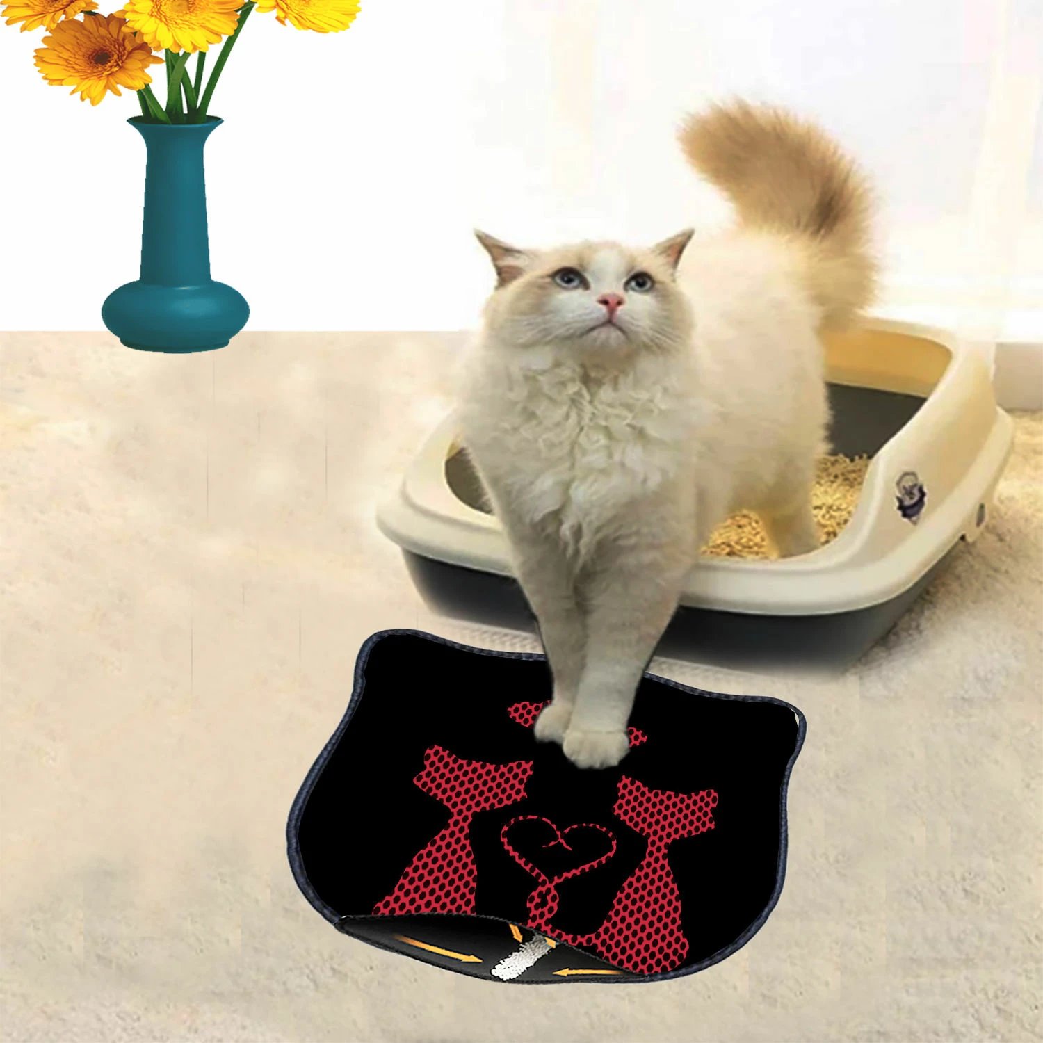 Tapet për rërë mace, shumëngjyrësh, Paws & Whiskers, Kdkafa0105, 40x50cm
