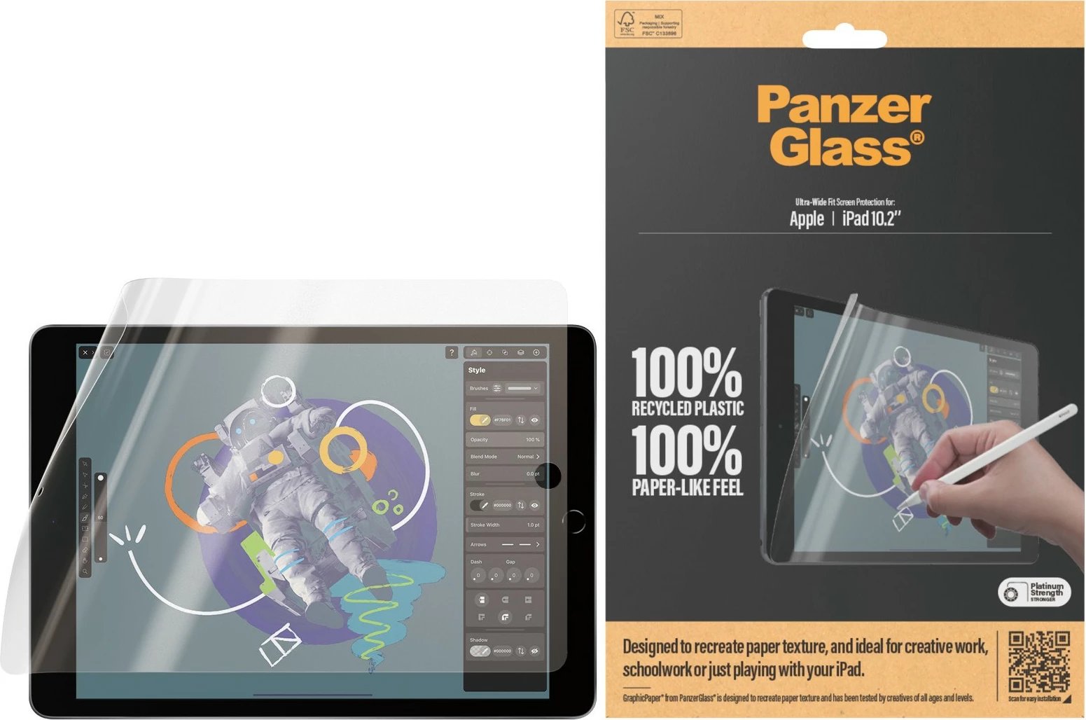 Mbrojtës ekrani PanzerGlass GraphicPaper për iPad 10.2, transparent