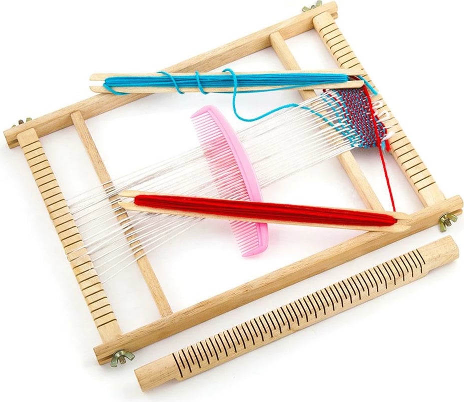 Tezgjah druri për endje, Viga, set kreativ për fëmijë 3+, shumëngjyrësh