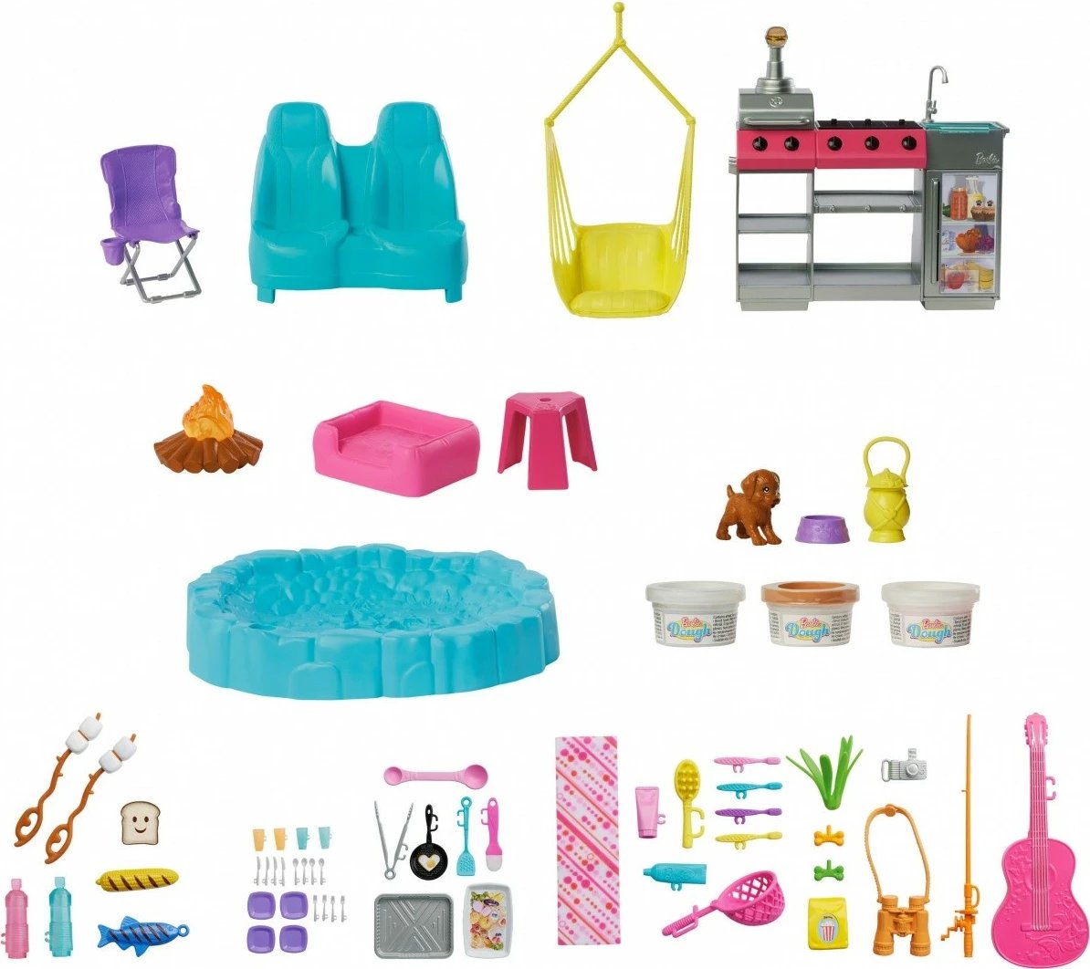Set lodrash Barbie Dream Camper Mattel HRJ78, me 60+ aksesorë, rozë