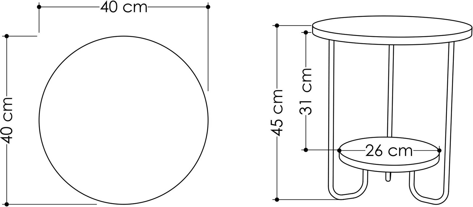 Tavolinë anësore Skye Decor, model Corro, ngjyrë lisi