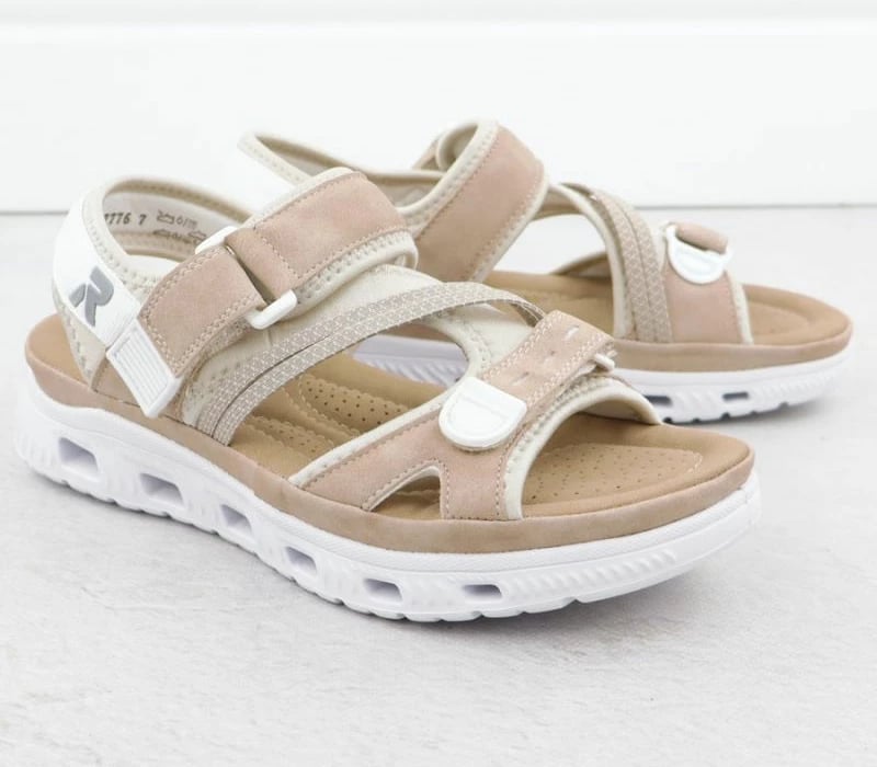 Sandale Rieker për femra, rozë/bezhë