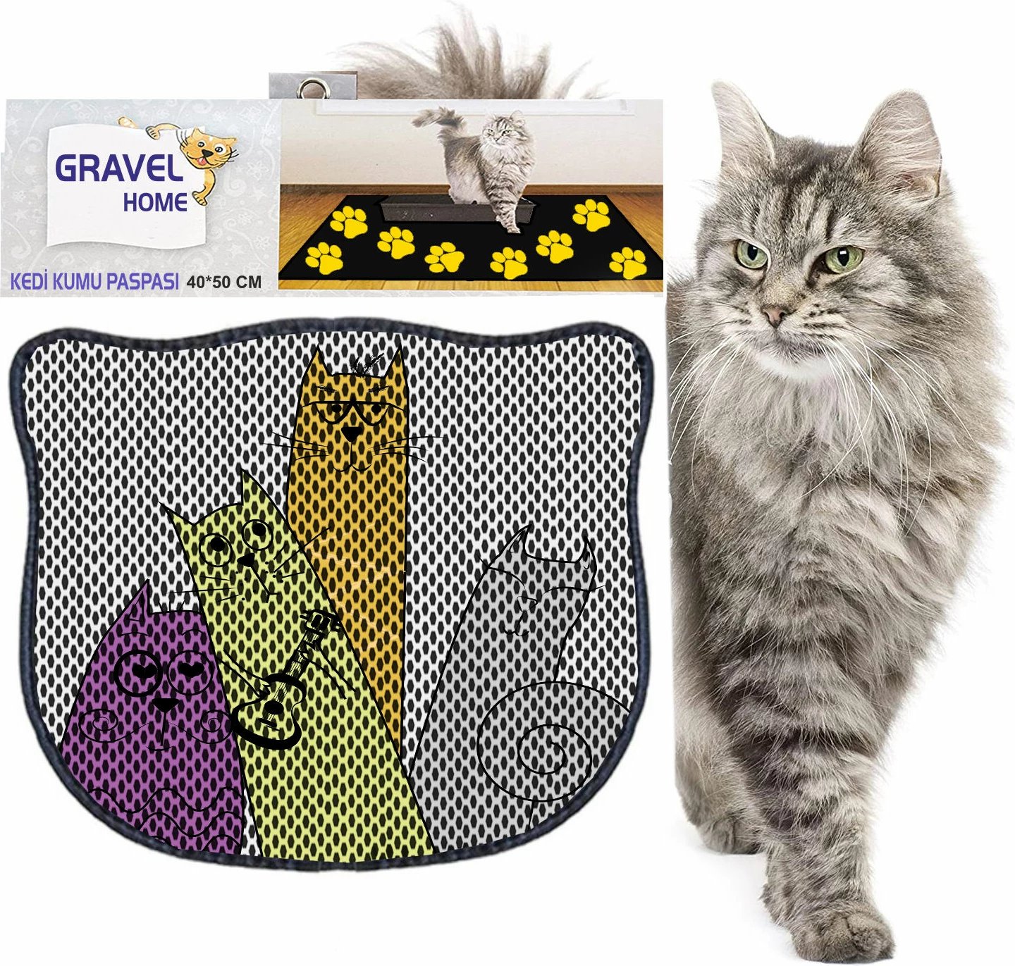 Tapet për rërë mace, shumëngjyrësh, Paws & Whiskers, Kdkafa0250, 40x50cm