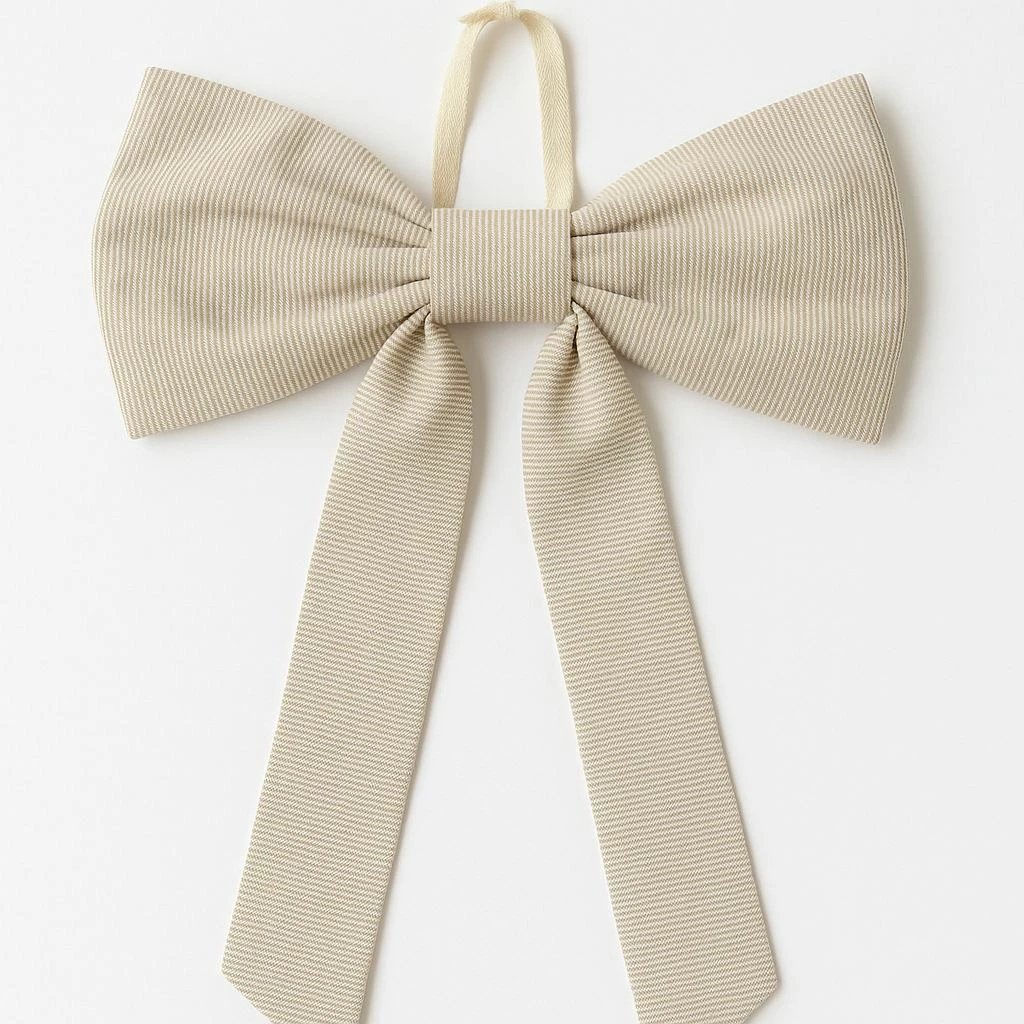 Dekor për derë, fjongo, ngjyrë bezhë dhe e bardhë, Door Bow-2