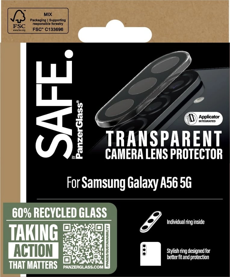 Mbështjellës kamerë PanzerGlass Samsung Galaxy A56 5G, xham i tejdukshëm