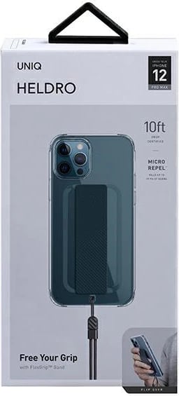 Mbështjellës UNIQ Heldro për iPhone 12 Pro Max, transparent, me rrip gishti dhe rrip dore