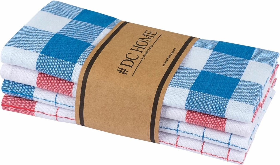 Set peshqirësh kuzhine (4 copë), Hermia Madrid, blu dhe e kuqe