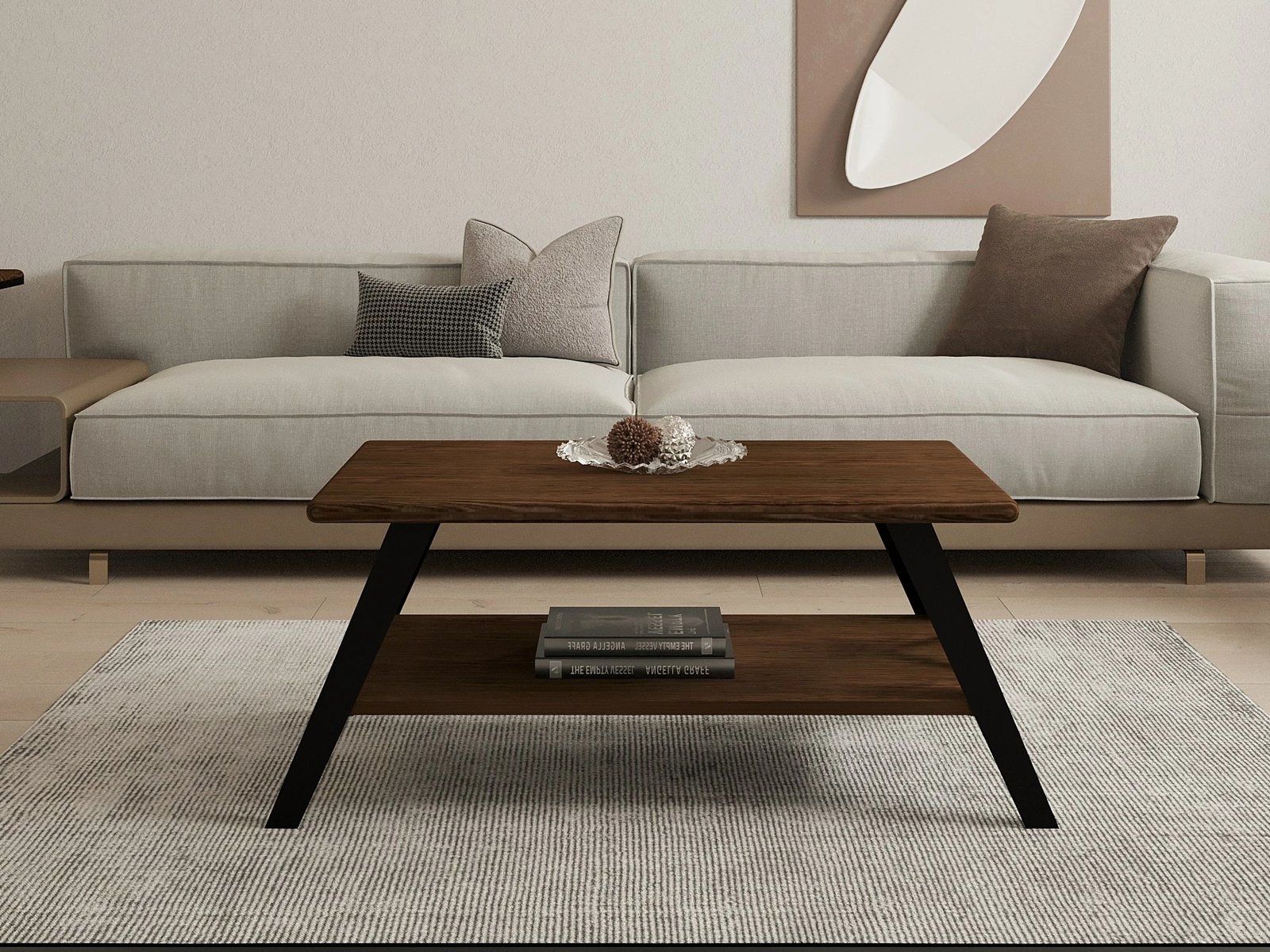 Tavolinë kafeje Skye Decor, konik, ngjyrë arre