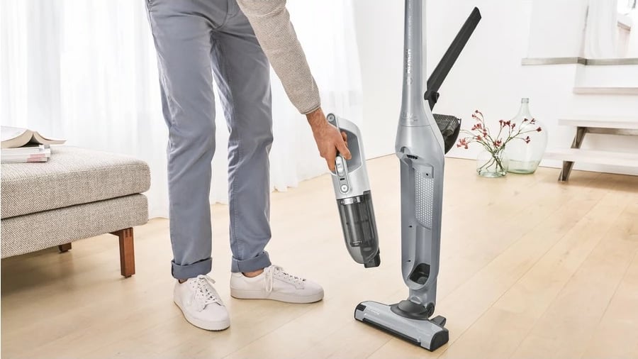 Fshesë me korrent 2-në-1 Bosch Serie 4 BBH3K2801, Pa qese, Argjendtë